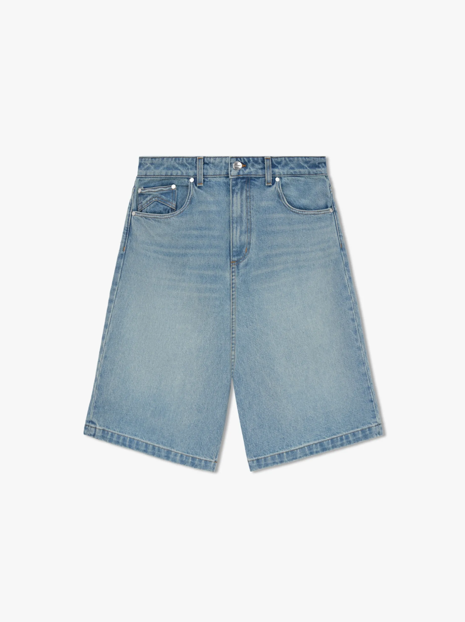 DROP CROTCH DENIM SHORTS