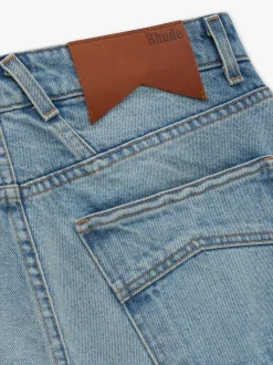 DROP CROTCH DENIM SHORTS