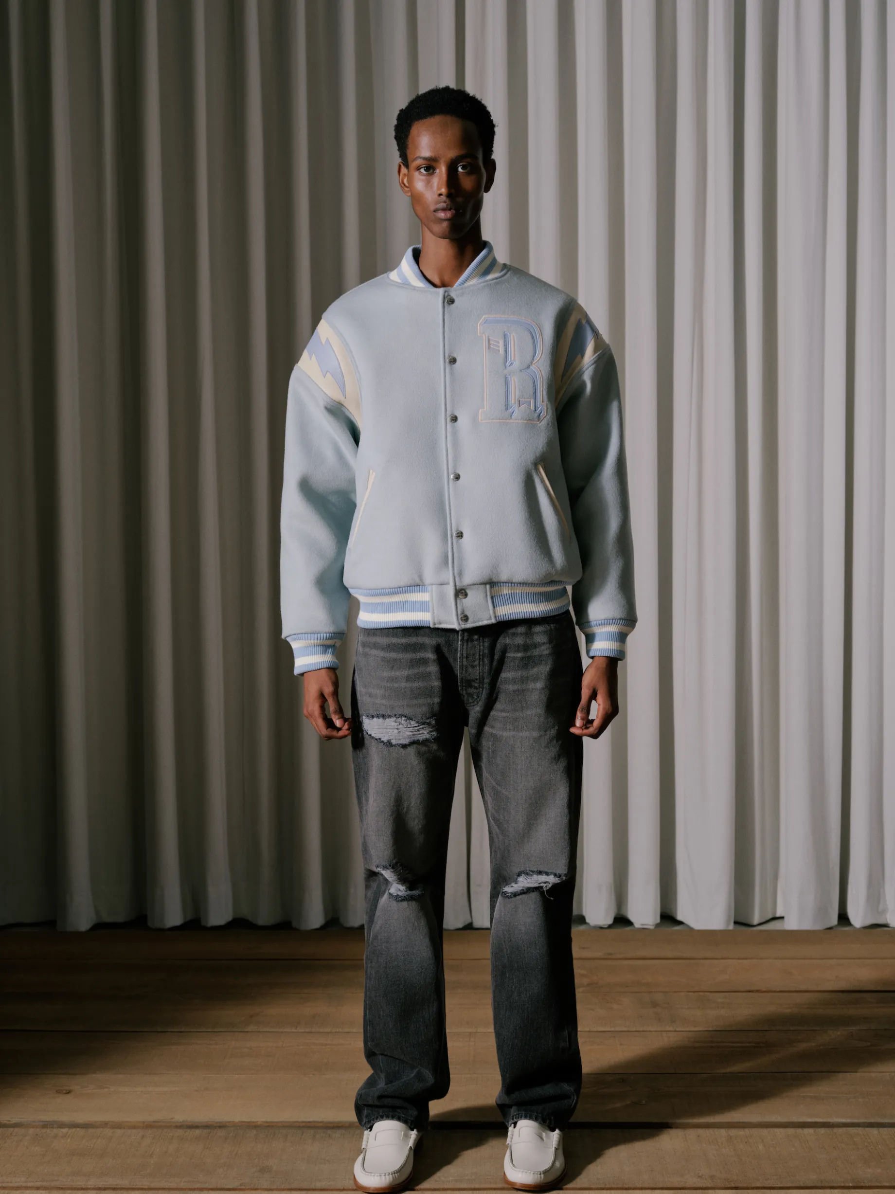MINT WOOL LIGHTNING VARSITY