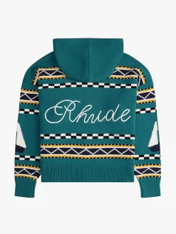 RHUDE BATEAU KNIT ZIP UP HOODIE