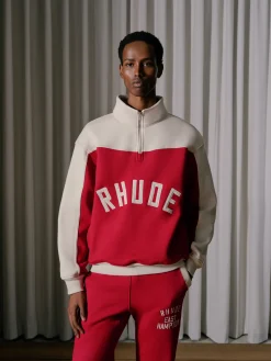 RHUDE CONTRAST QUARTER-ZIP VARSITY