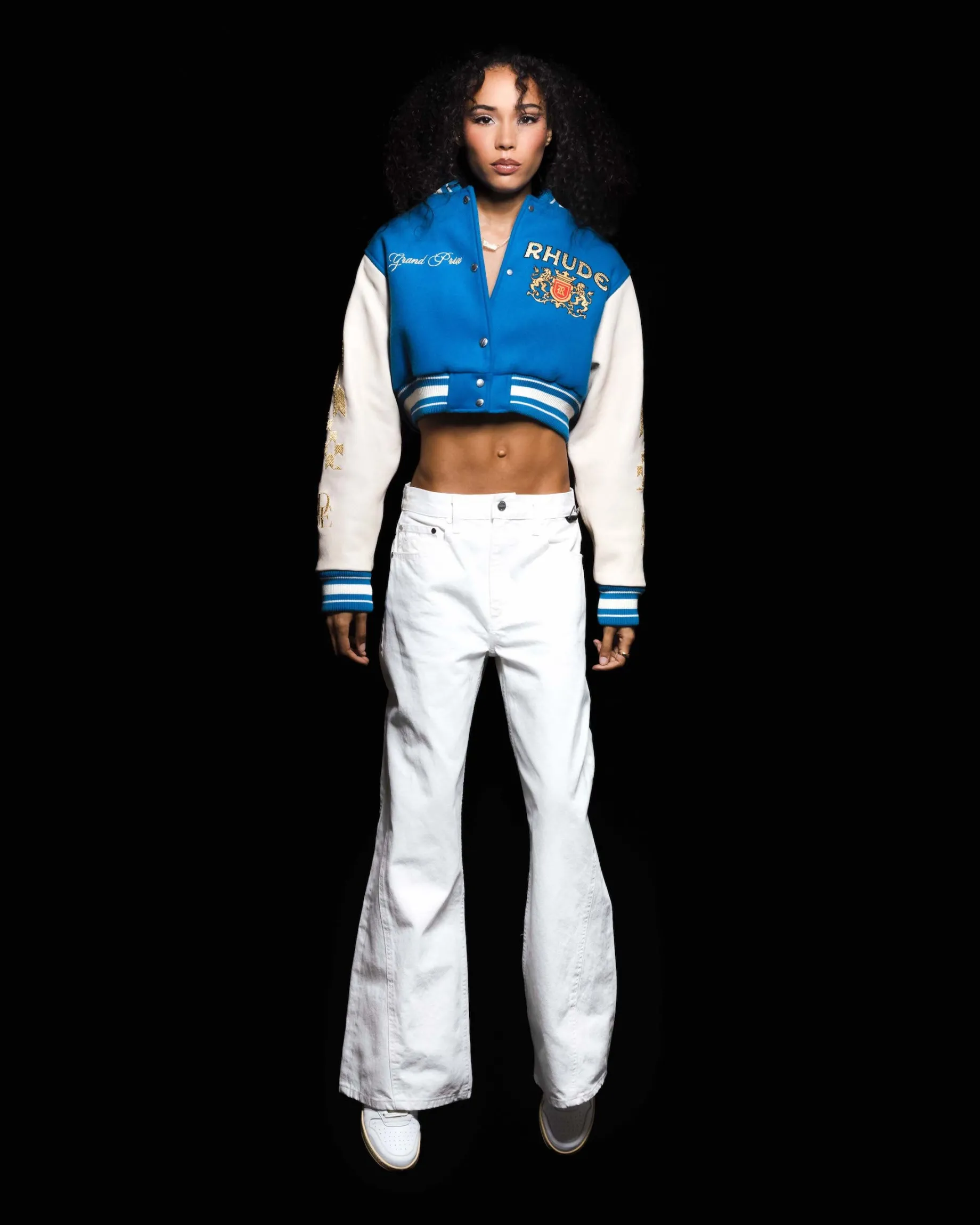 WOMENS F1 CROPPED VARSITY JACKET